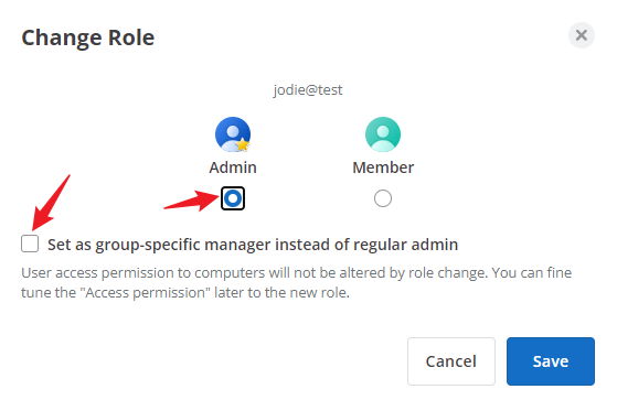 change role for specific user as admin or group-specific manager.png