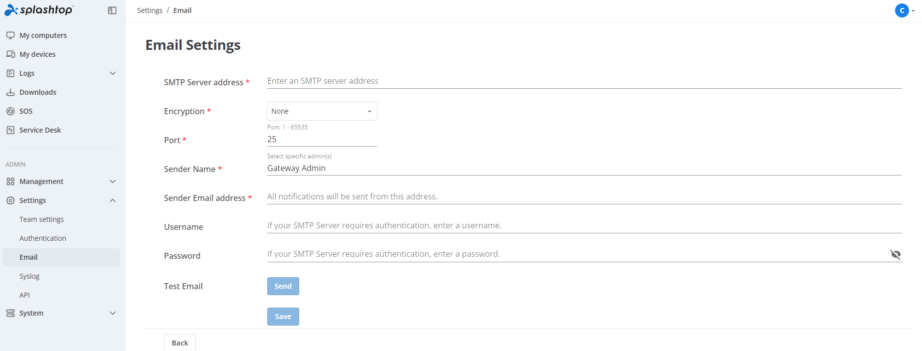 email settings page.png
