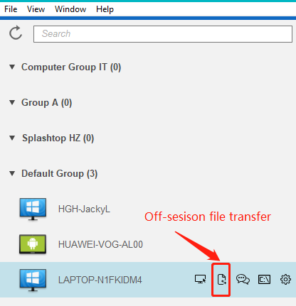 splashtop file transfer hangs